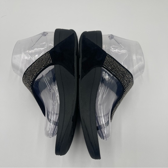 FitFlop Women’s Sz 7 Lulu Shimmer Black Rhinestone Sandals Comfortcore Glam Chic - Picture 8 of 13